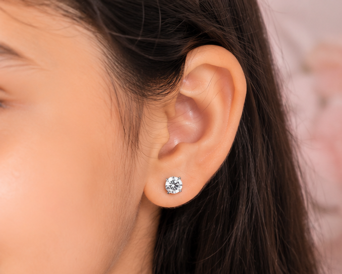 💎 Little Princess Real Diamond Stud Earrings | Timeless Sparkle Collection ( E VS1 VG VG )