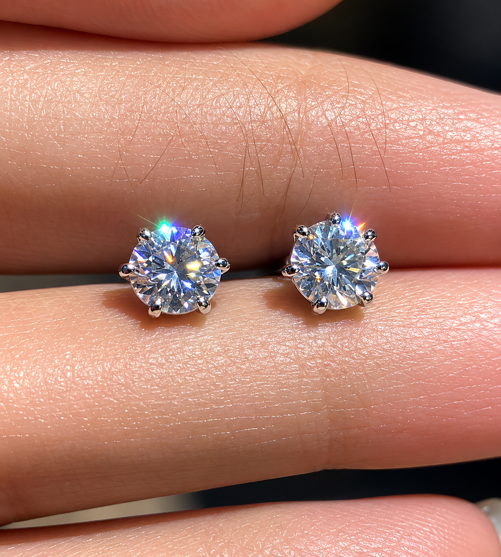 Elegant Diamond Stud Earrings | Timeless Everyday Sparkle ( E vs1 vg )