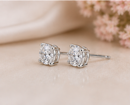 Forever Shine™ Real Diamond Solitaire Earrings | Elegant Fine Jewelry ( E VS1 VG VG )