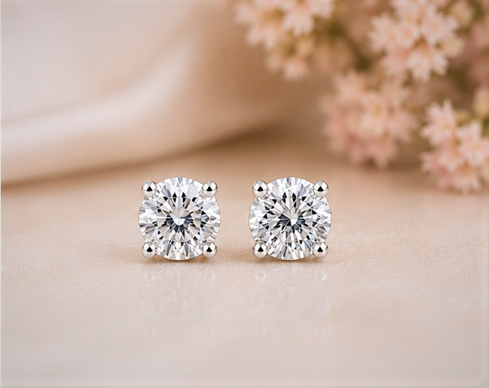 Forever Shine™ Real Diamond Solitaire Earrings | Elegant Fine Jewelry ( E VS1 VG VG )