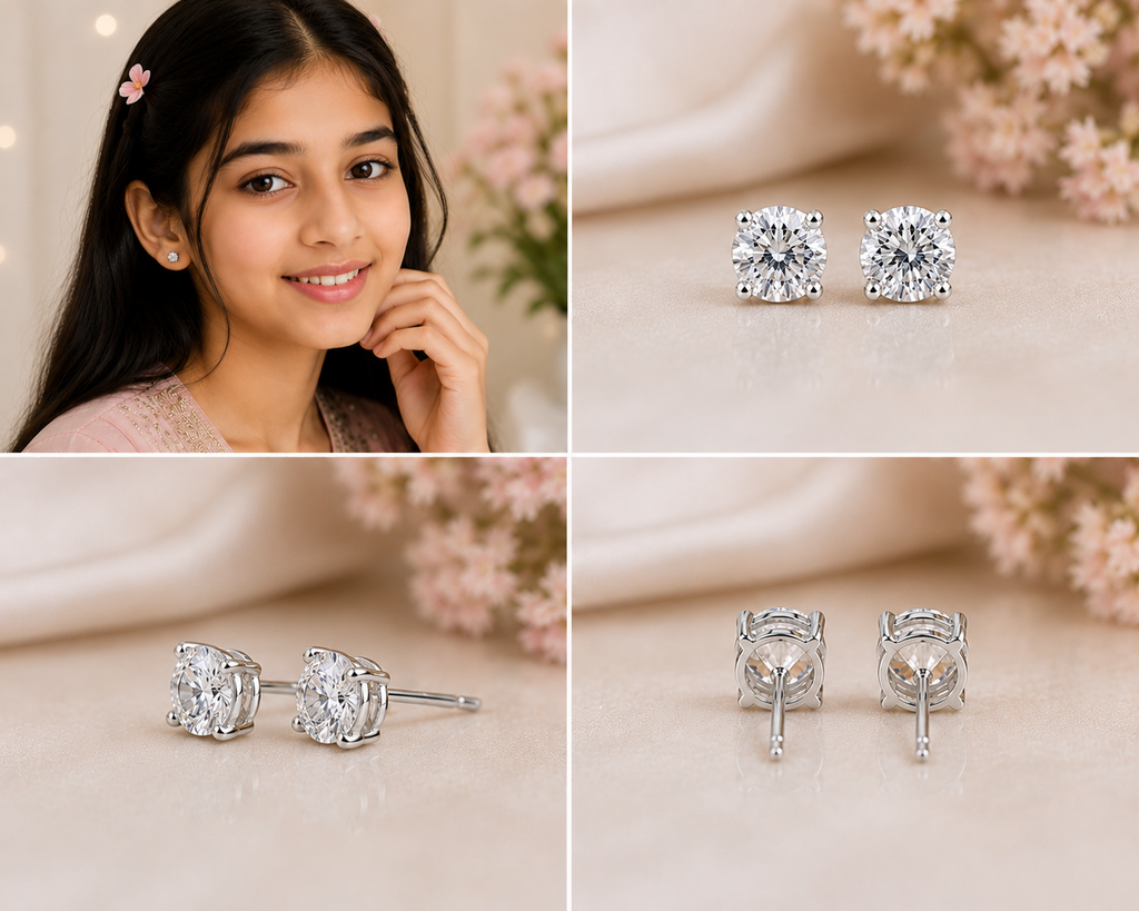 Forever Shine™ Real Diamond Solitaire Earrings | Elegant Fine Jewelry ( E VS1 VG VG )