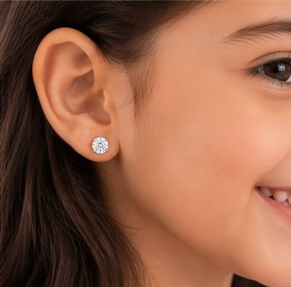 💎 Forever Shine™ Natural Diamond Stud Earrings for Young Girls