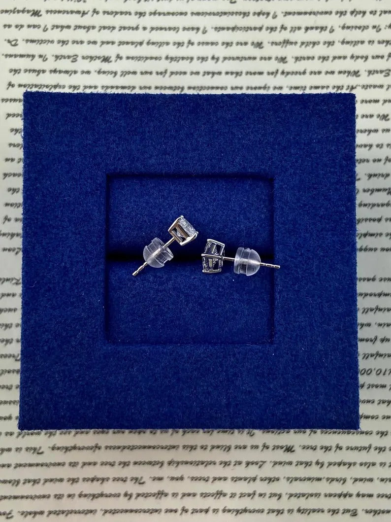Princess Cut Diamond Look Stud Earrings ✨ | Luxury Square Crystal Earrings for Women | Elegant Daily Wear & Party Jewelry
