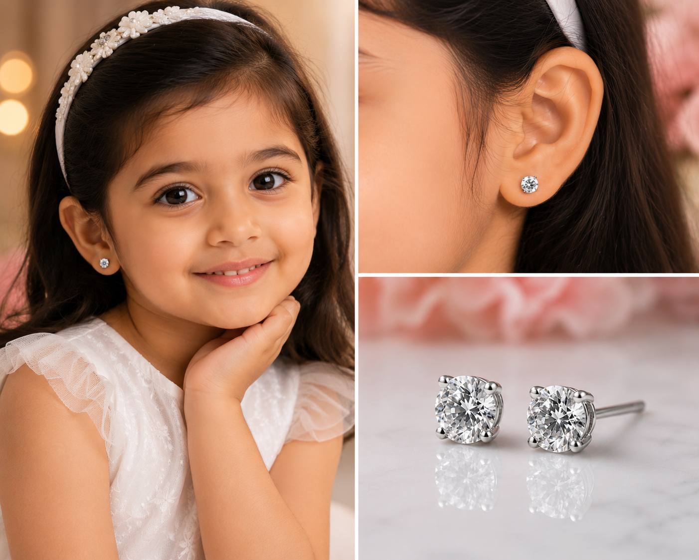 Certified Real Diamond Stud Earrings for Girls (5–15 Years)