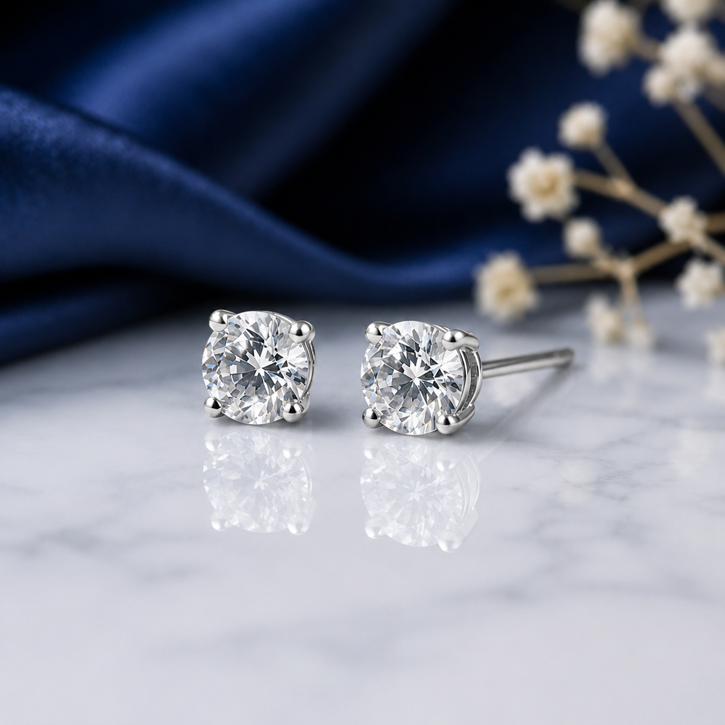 💎 Dainty Diamond Stud Earrings for Women ( E VS1 VG VG )