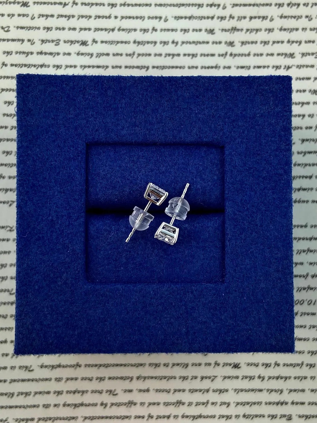 Princess Cut Diamond Look Stud Earrings ✨ | Luxury Square Crystal Earrings for Women | Elegant Daily Wear & Party Jewelry