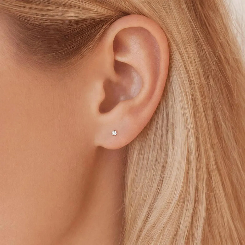 Classic Round Cut Diamond Stud Earrings – Minimal Luxury Everyday Wear