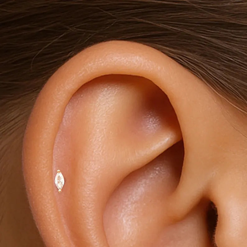 🔥 Minimal Marquise Cut Earrings – Luxury Gold Jewelry E VS1 VG VG