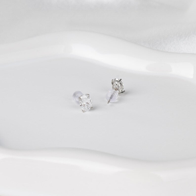 Oval Cut Diamond Earrings – Elegant Minimal Luxury | E VS1 VG