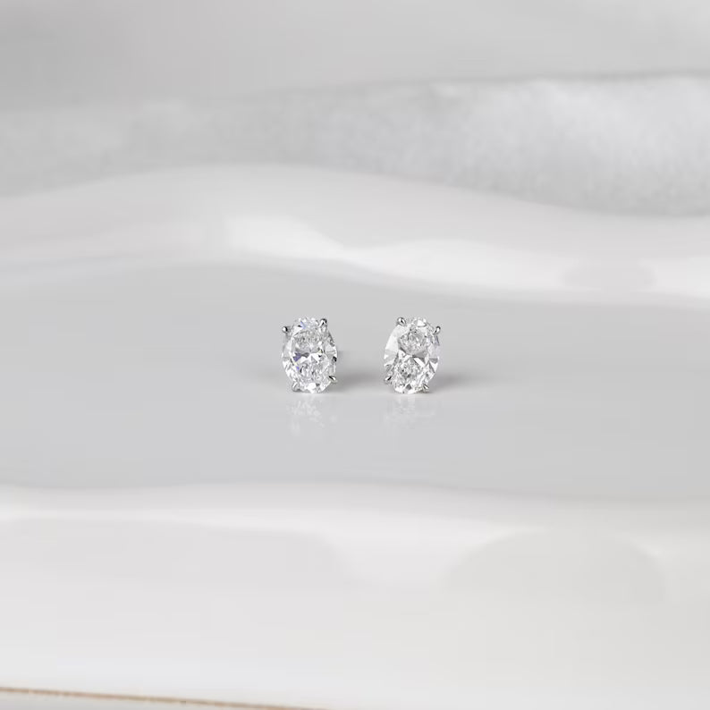 Oval Cut Diamond Earrings – Elegant Minimal Luxury | E VS1 VG